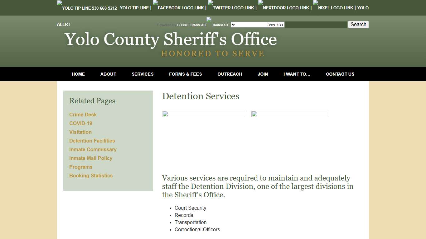 Detention Services - Yolo County Sheriff's Office Woodland, CA